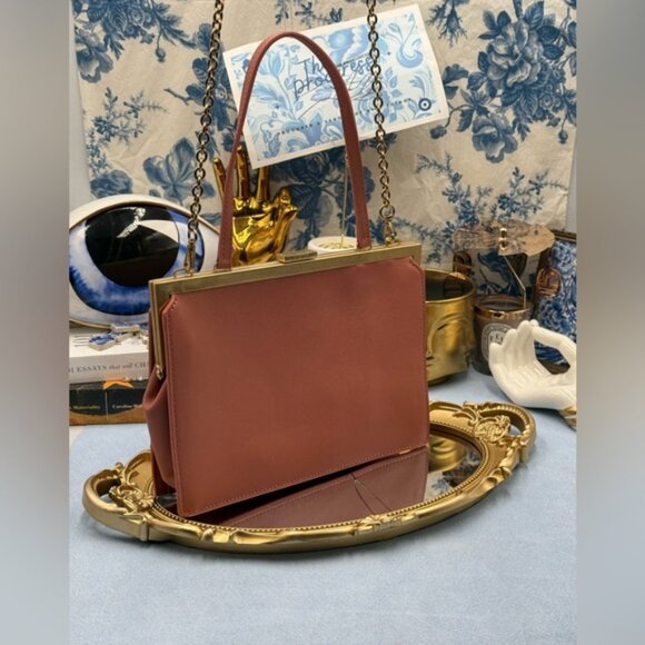 🆕 OROTON 🧿 NWOT Icon Frame Clutch, Rosewood Pink - Picture 2 of 16